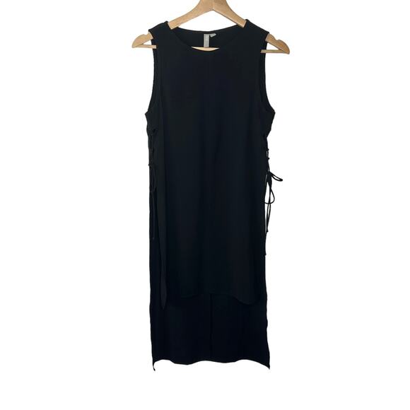 ASOS Black High Low Rib Tie Slip Dress Size 2 - Picture 5 of 6